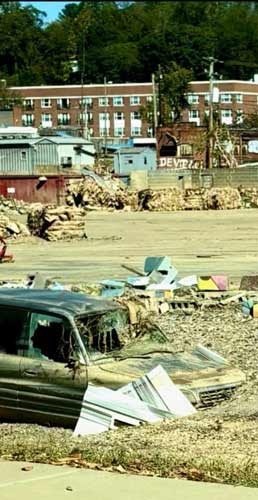 Damage from Hurricane Helene near Asheville NC